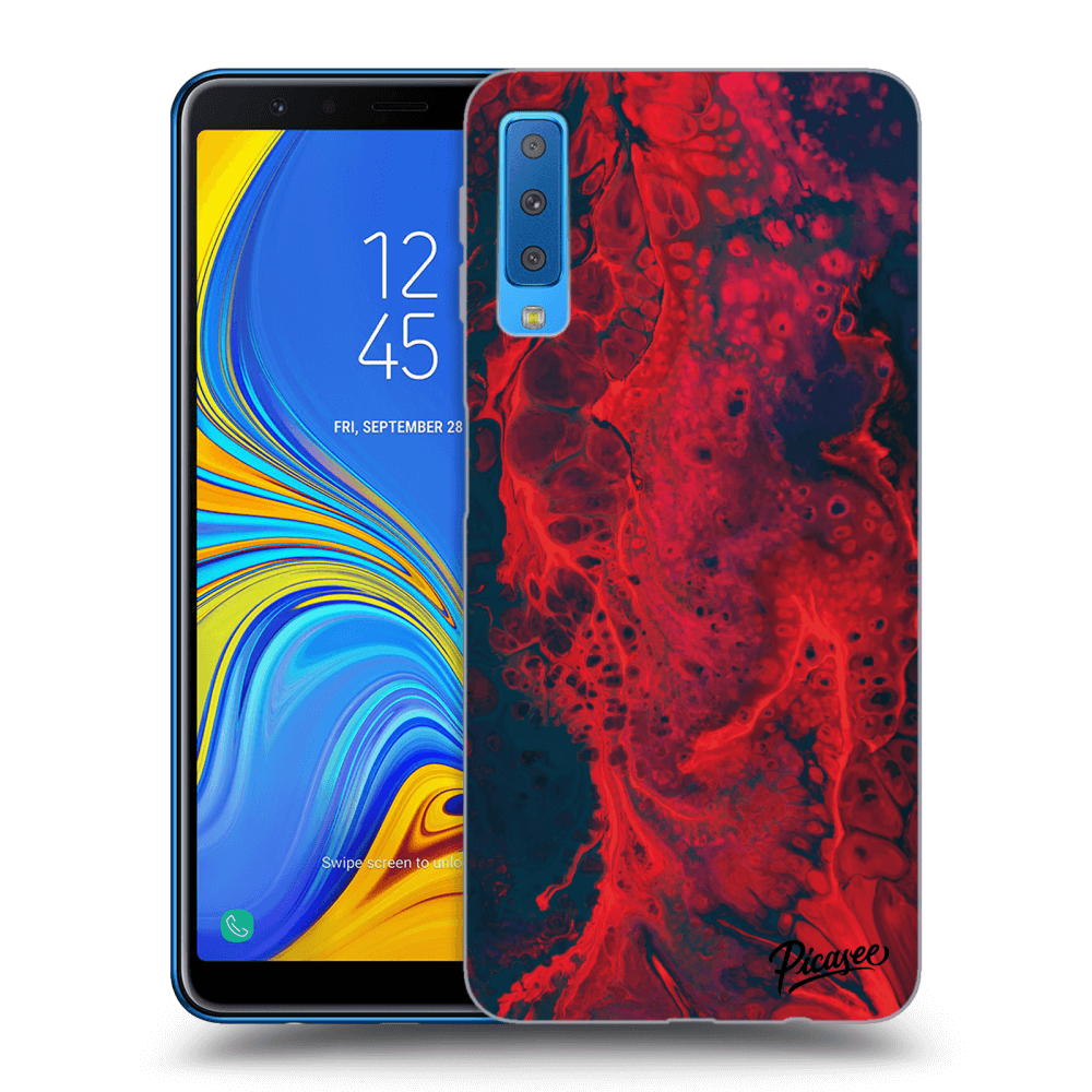 Picasee silikonový průhledný obal pro Samsung Galaxy A7 2018 A750F - Organic red