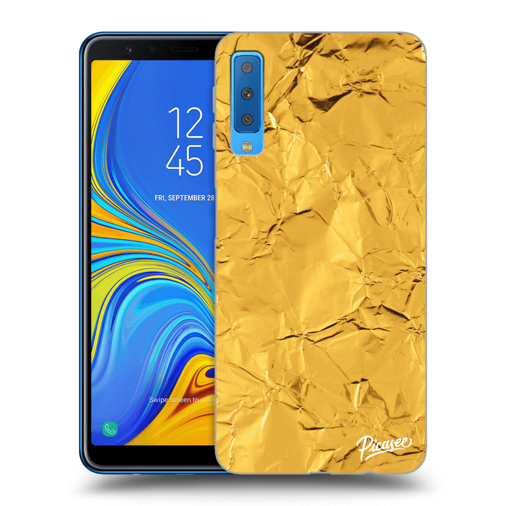 Picasee silikonový průhledný obal pro Samsung Galaxy A7 2018 A750F - Gold