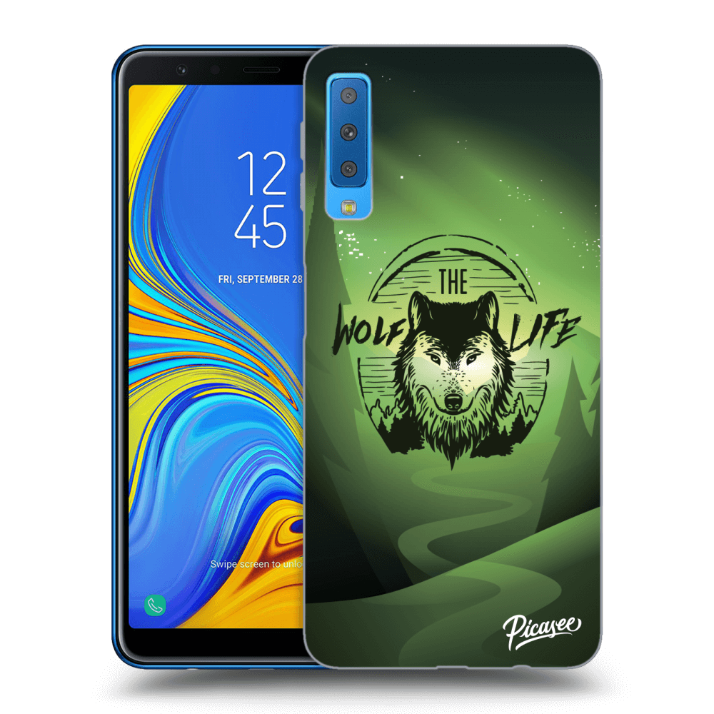 Picasee silikonový průhledný obal pro Samsung Galaxy A7 2018 A750F - Wolf life
