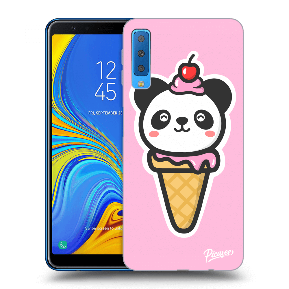 Picasee silikonový průhledný obal pro Samsung Galaxy A7 2018 A750F - Ice Cream Panda