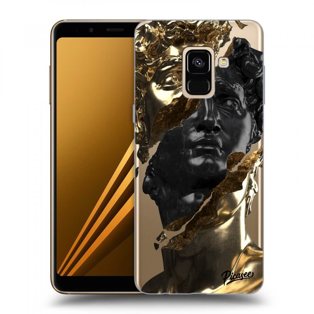 Picasee silikonový průhledný obal pro Samsung Galaxy A8 2018 A530F - Gold - Black