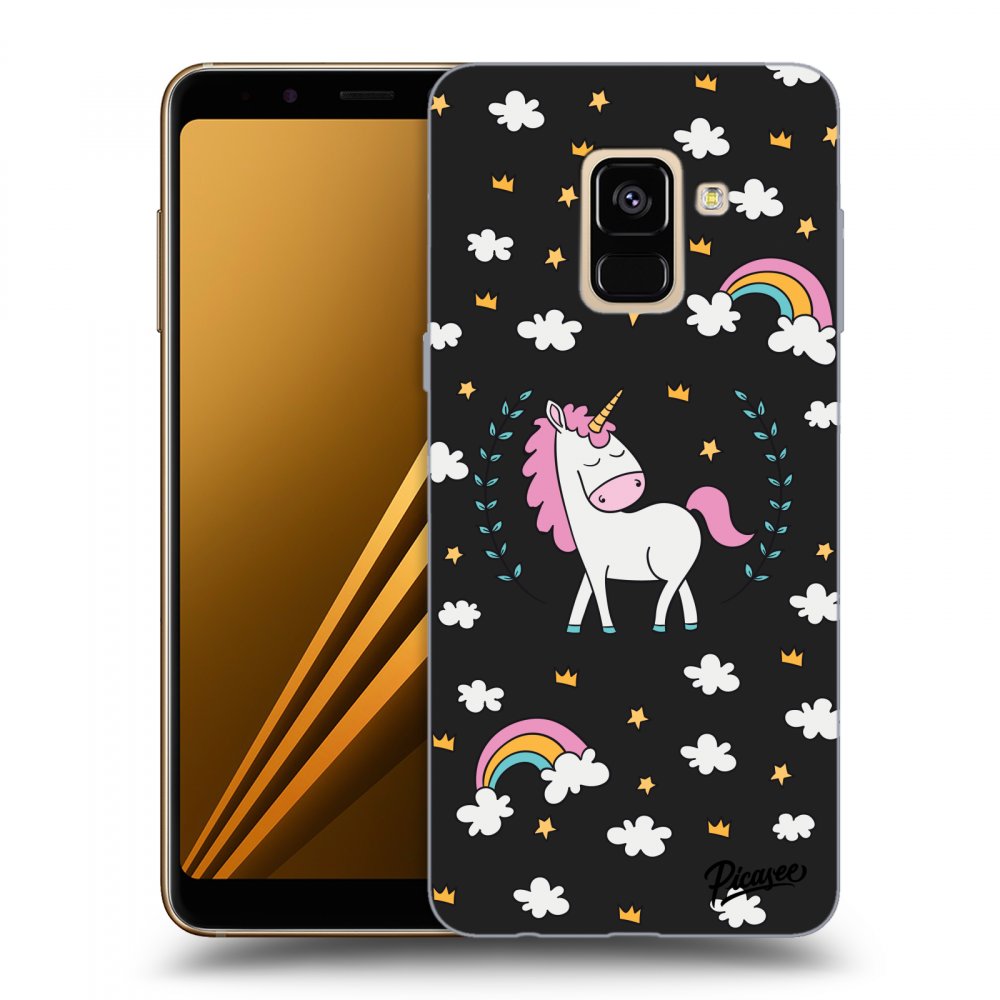 Picasee silikonový černý obal pro Samsung Galaxy A8 2018 A530F - Unicorn star heaven