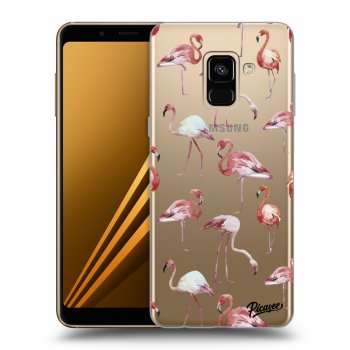 Picasee silikonový průhledný obal pro Samsung Galaxy A8 2018 A530F - Flamingos