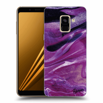 Picasee silikonový průhledný obal pro Samsung Galaxy A8 2018 A530F - Purple glitter
