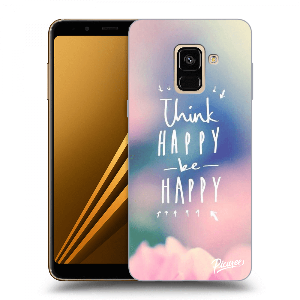 Picasee silikonový průhledný obal pro Samsung Galaxy A8 2018 A530F - Think happy be happy