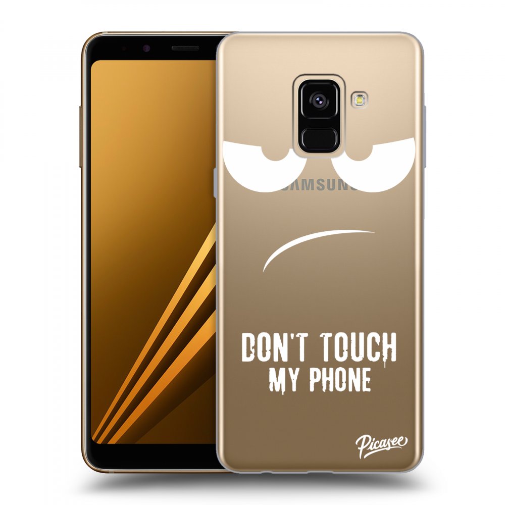 Picasee silikonový průhledný obal pro Samsung Galaxy A8 2018 A530F - Don't Touch My Phone