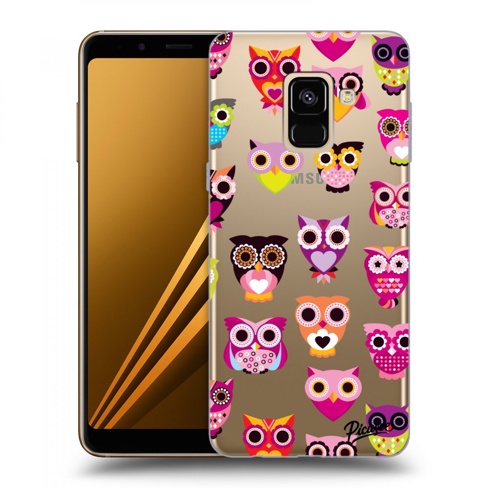 Picasee silikonový průhledný obal pro Samsung Galaxy A8 2018 A530F - Owls