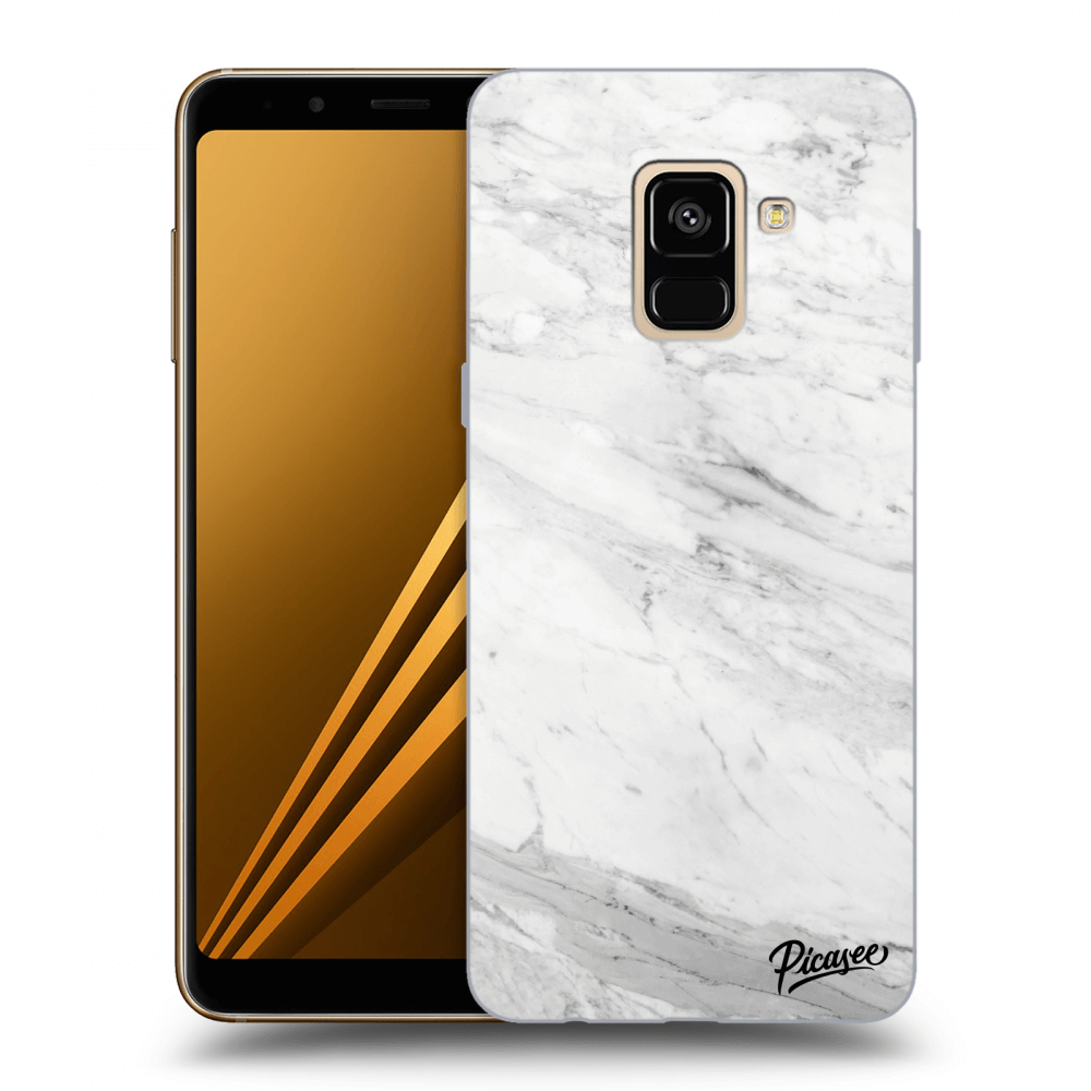 Picasee silikonový průhledný obal pro Samsung Galaxy A8 2018 A530F - White marble