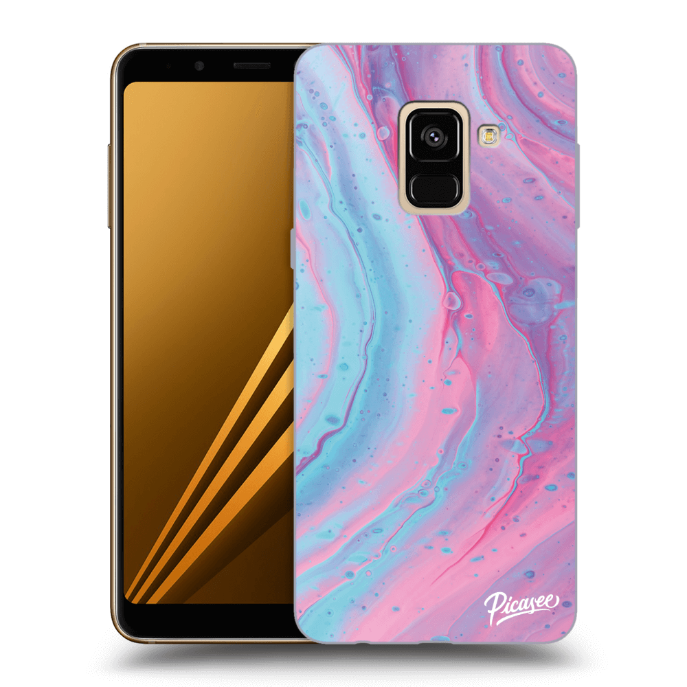 Picasee silikonový průhledný obal pro Samsung Galaxy A8 2018 A530F - Pink liquid
