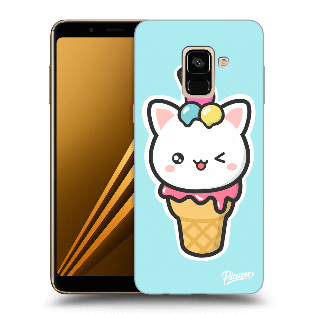 Picasee silikonový černý obal pro Samsung Galaxy A8 2018 A530F - Ice Cream Cat