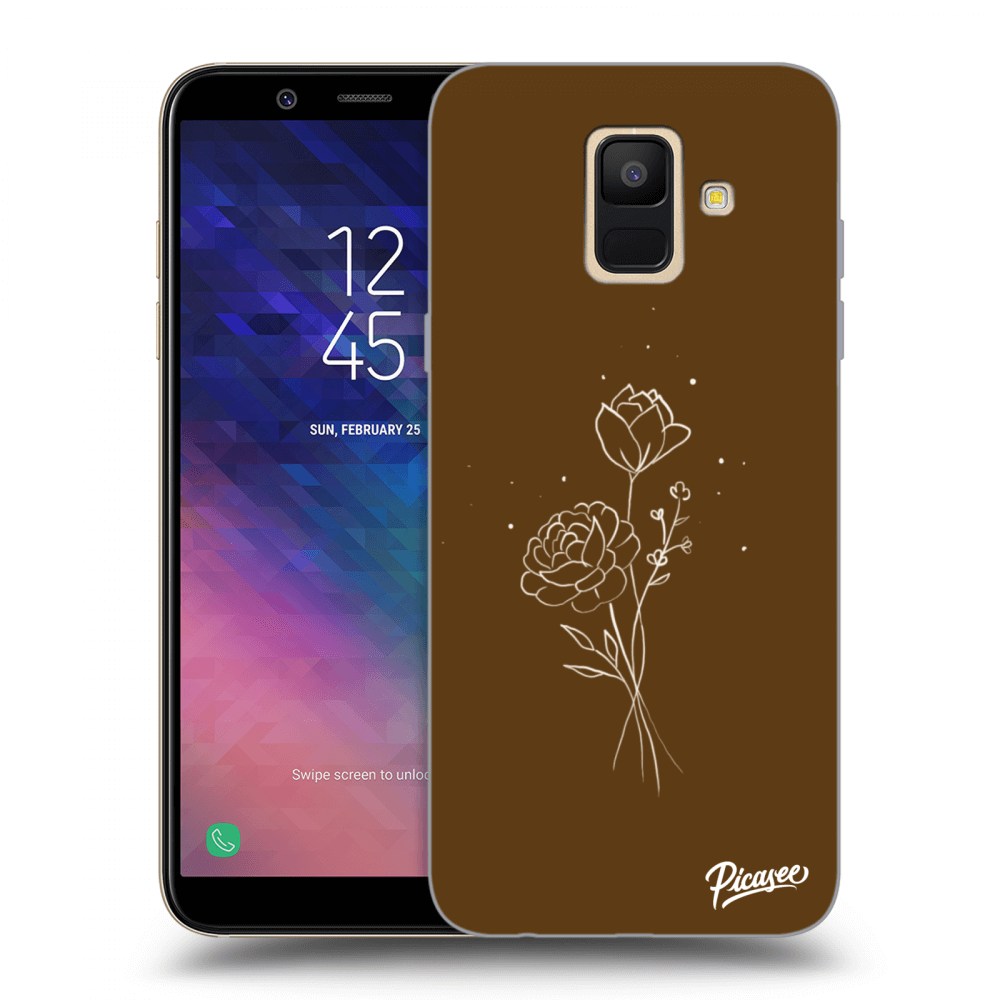 Picasee silikonový průhledný obal pro Samsung Galaxy A6 A600F - Brown flowers