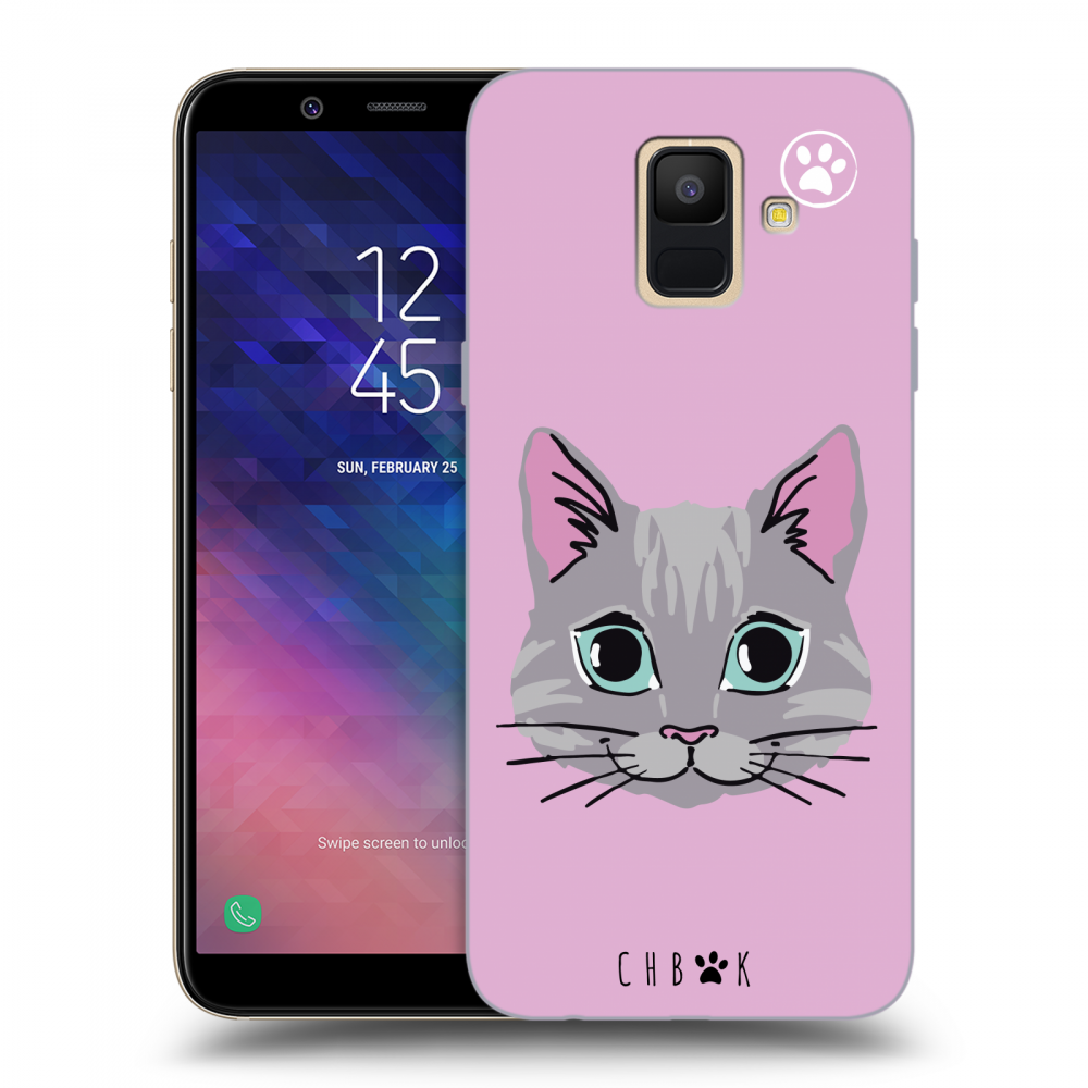 Picasee silikonový průhledný obal pro Samsung Galaxy A6 A600F - Chybí mi kočky - Růžová