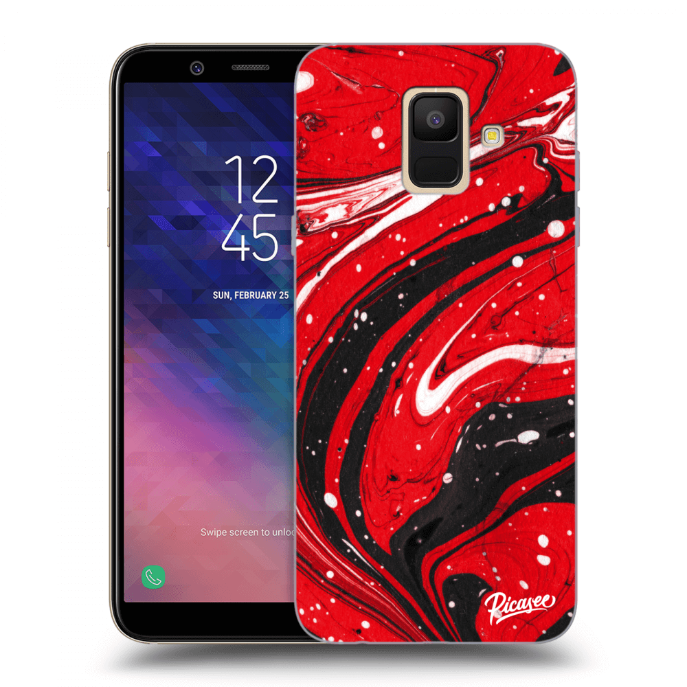 Picasee silikonový průhledný obal pro Samsung Galaxy A6 A600F - Red black