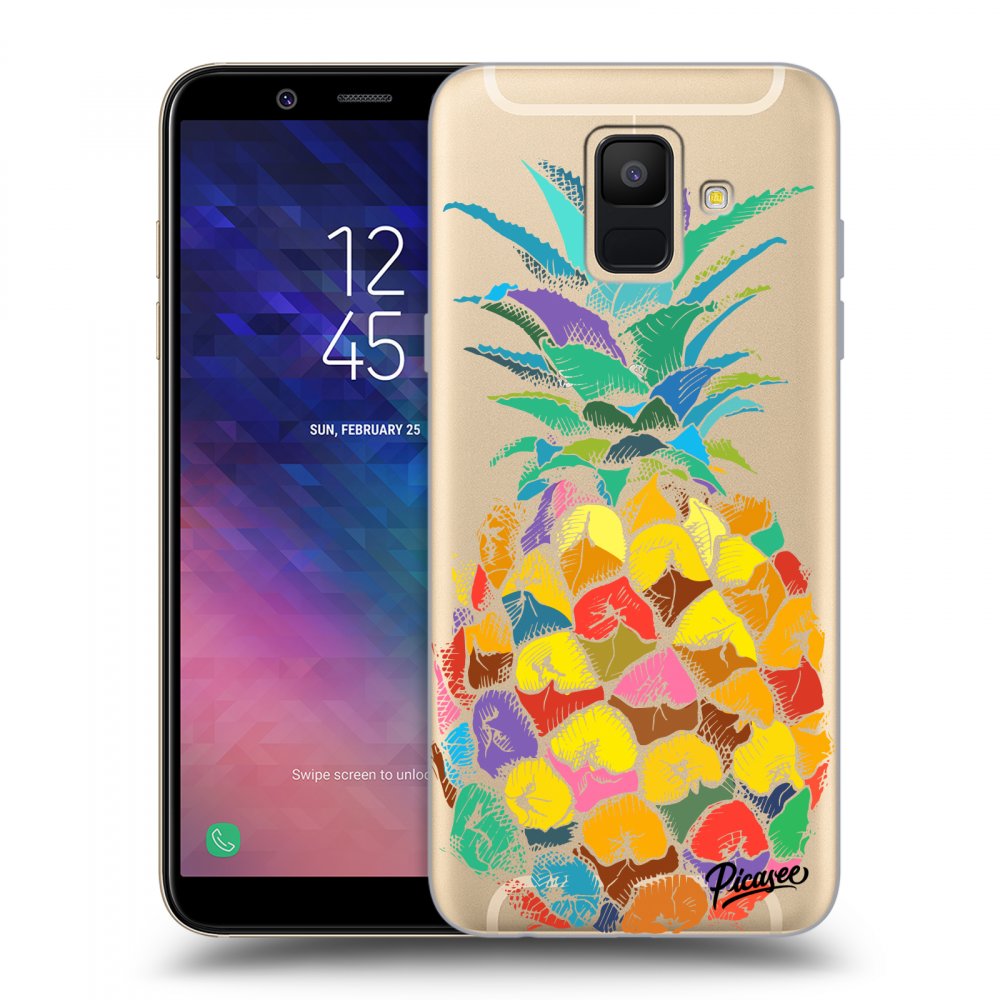 Picasee silikonový průhledný obal pro Samsung Galaxy A6 A600F - Pineapple