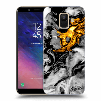 Picasee silikonový průhledný obal pro Samsung Galaxy A6 A600F - Black Gold 2