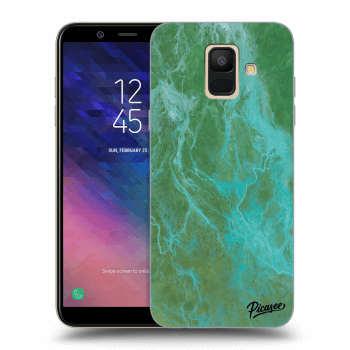 Picasee silikonový průhledný obal pro Samsung Galaxy A6 A600F - Green marble