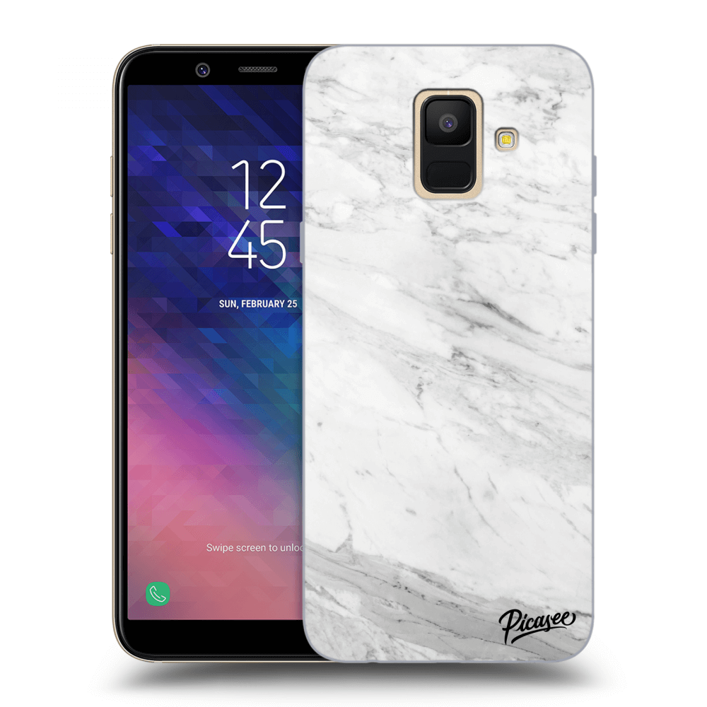 Picasee silikonový průhledný obal pro Samsung Galaxy A6 A600F - White marble