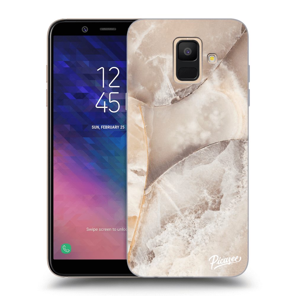 Picasee silikonový průhledný obal pro Samsung Galaxy A6 A600F - Cream marble