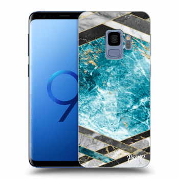 Picasee silikonový průhledný obal pro Samsung Galaxy S9 G960F - Blue geometry