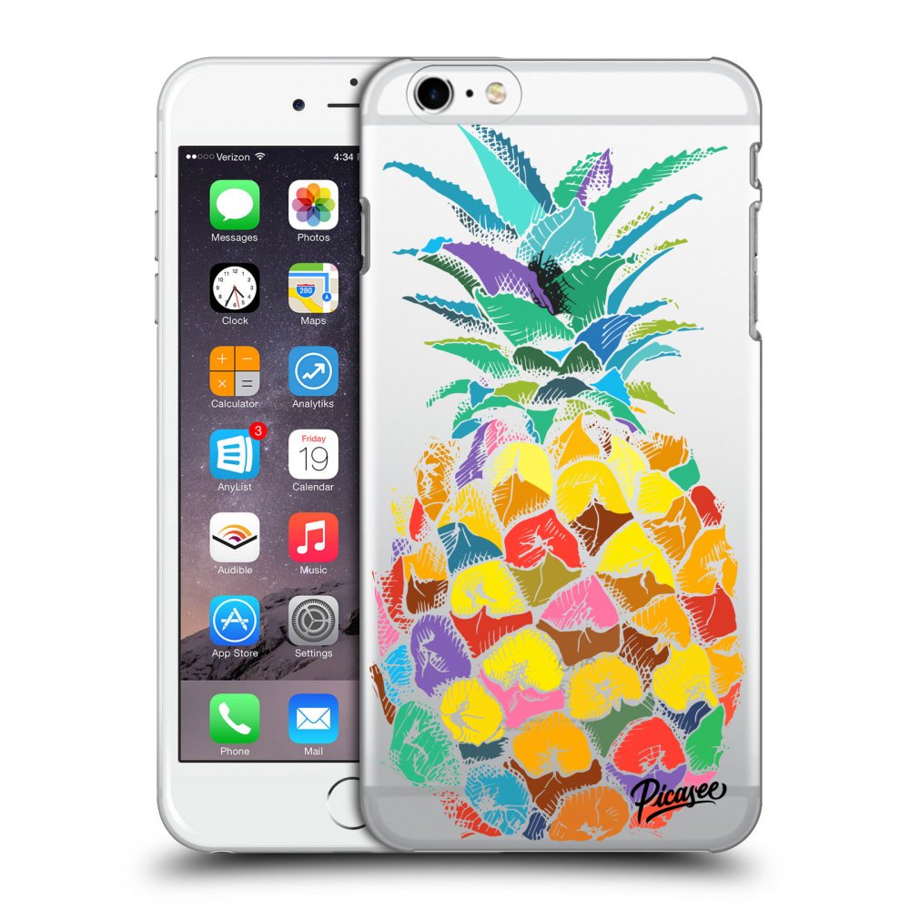 Picasee silikonový průhledný obal pro Apple iPhone 6 Plus/6S Plus - Pineapple
