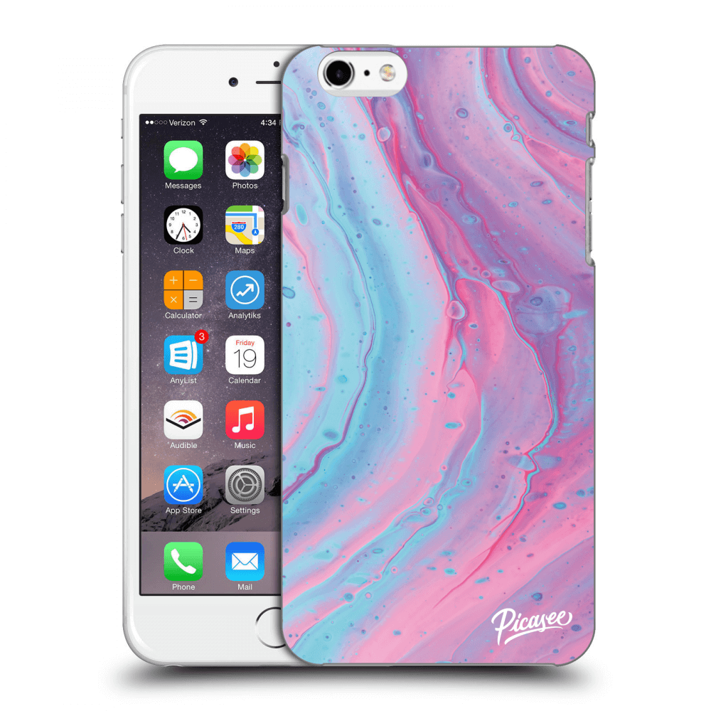 Picasee silikonový černý obal pro Apple iPhone 6 Plus/6S Plus - Pink liquid
