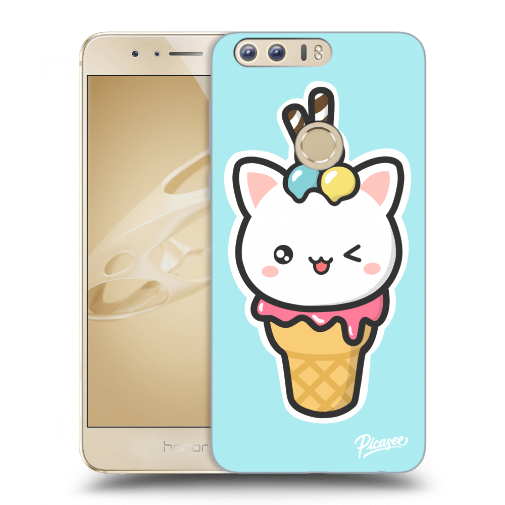 Picasee silikonový průhledný obal pro Honor 8 - Ice Cream Cat