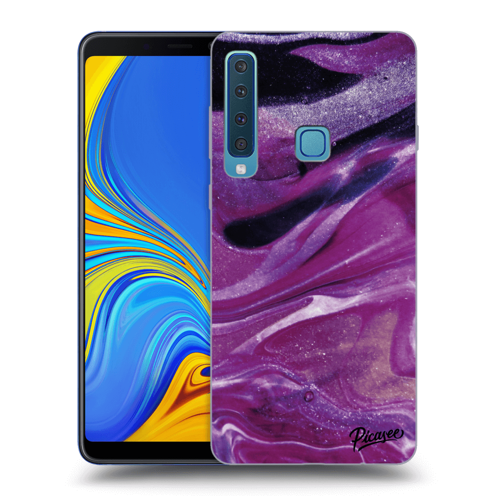 Picasee silikonový průhledný obal pro Samsung Galaxy A9 2018 A920F - Purple glitter