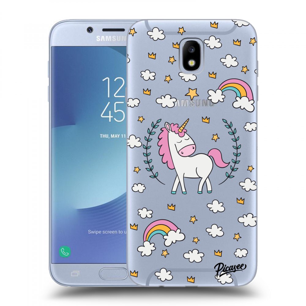 Picasee silikonový průhledný obal pro Samsung Galaxy J7 2017 J730F - Unicorn star heaven