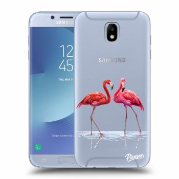 Picasee silikonový průhledný obal pro Samsung Galaxy J7 2017 J730F - Flamingos couple