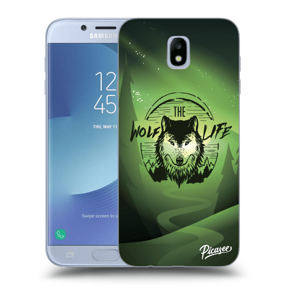 Picasee silikonový průhledný obal pro Samsung Galaxy J7 2017 J730F - Wolf life