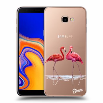 Picasee silikonový průhledný obal pro Samsung Galaxy J4+ J415F - Flamingos couple