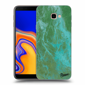 Picasee silikonový průhledný obal pro Samsung Galaxy J4+ J415F - Green marble