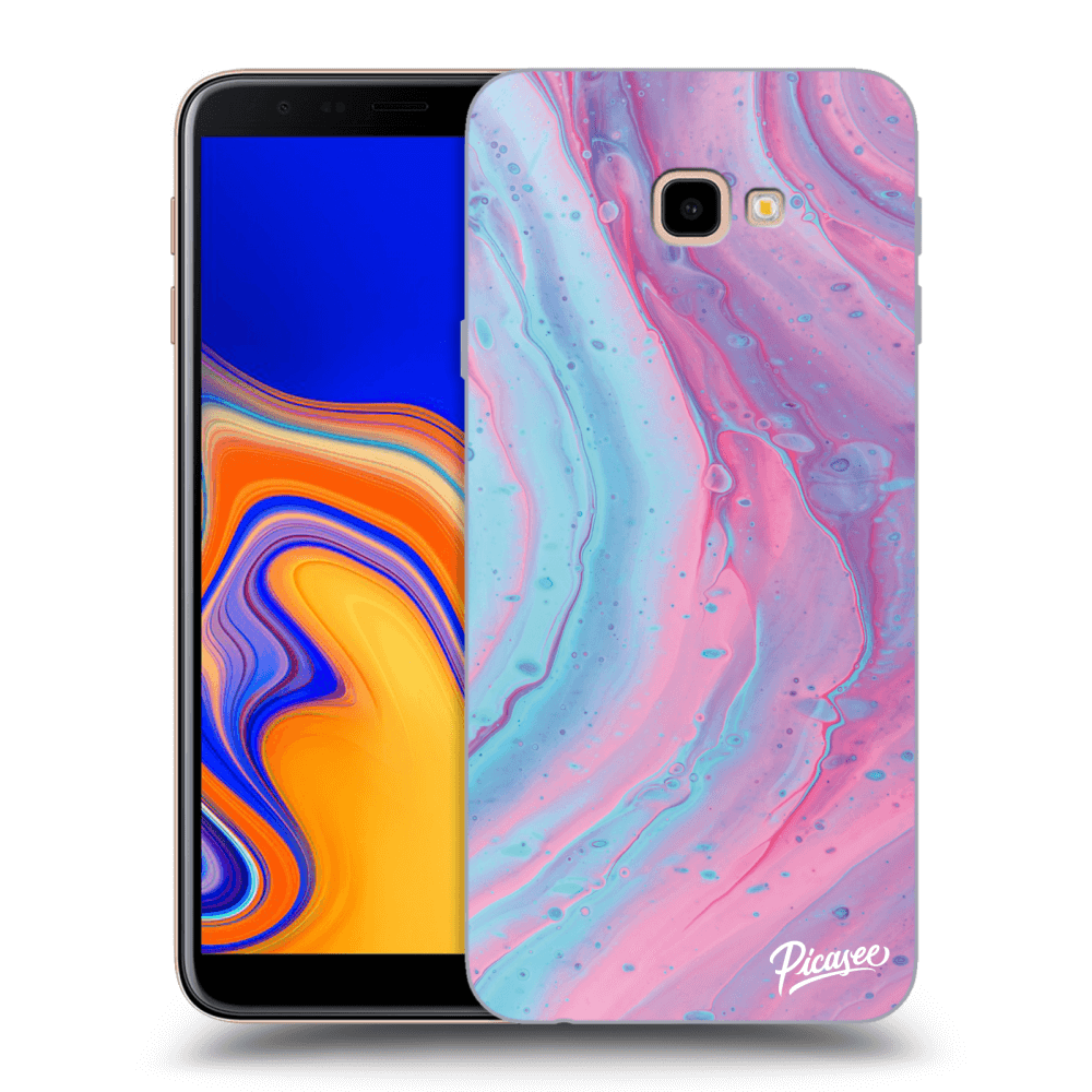 Picasee silikonový průhledný obal pro Samsung Galaxy J4+ J415F - Pink liquid