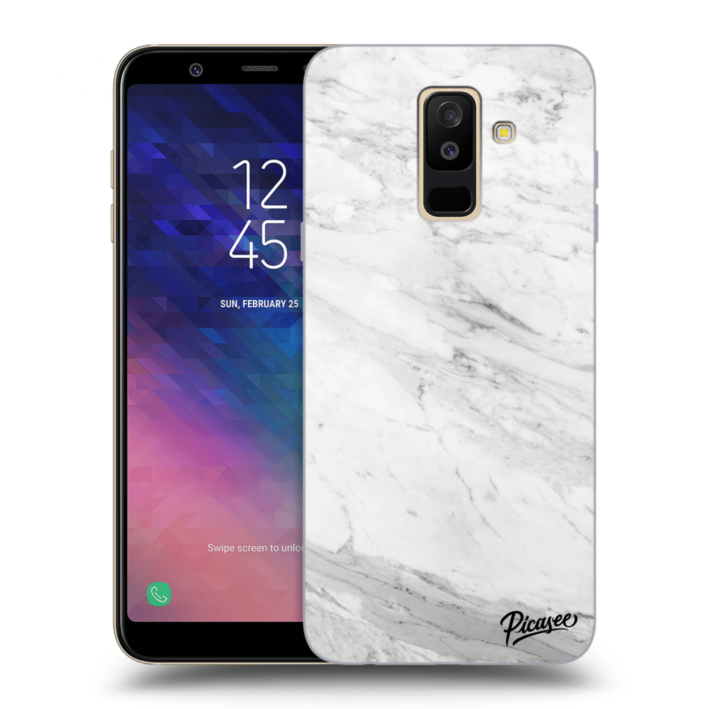 Picasee silikonový průhledný obal pro Samsung Galaxy A6+ A605F - White marble