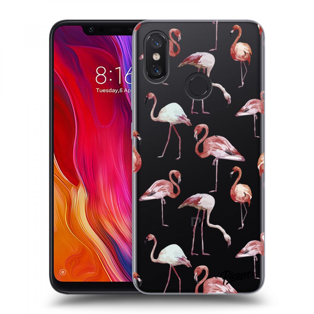 Picasee silikonový průhledný obal pro Xiaomi Mi 8 - Flamingos