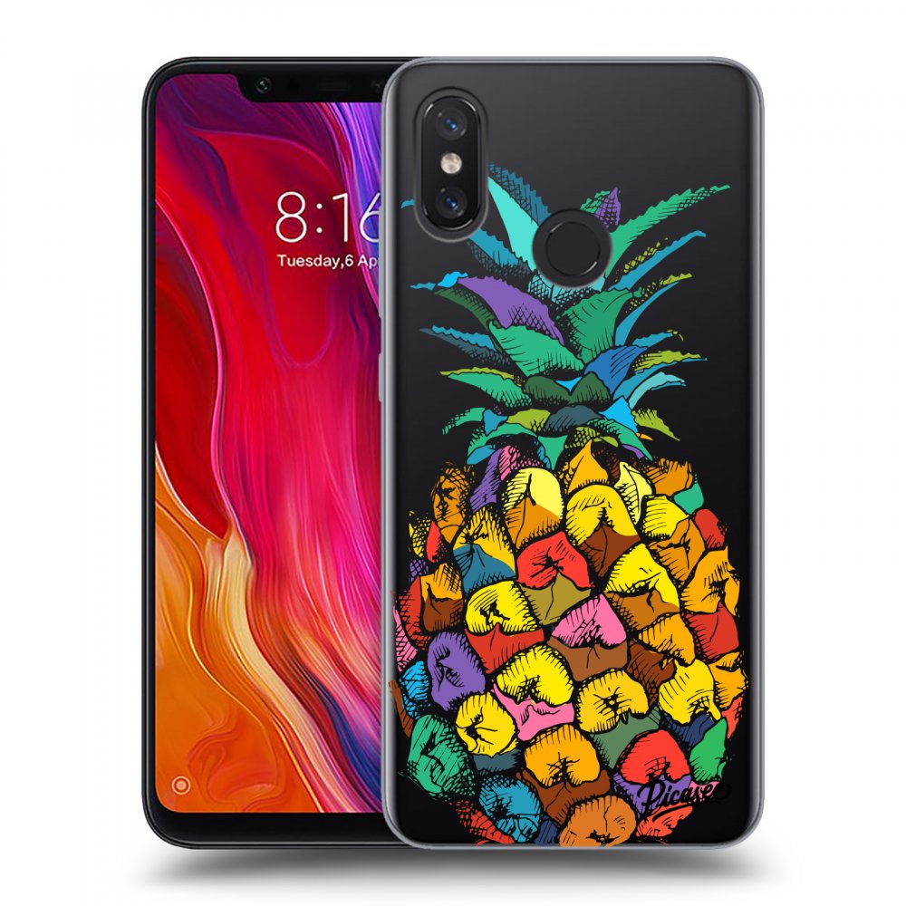Picasee silikonový průhledný obal pro Xiaomi Mi 8 - Pineapple