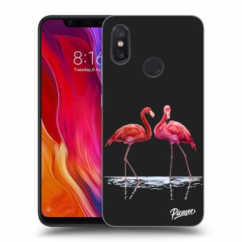 Picasee silikonový černý obal pro Xiaomi Mi 8 - Flamingos couple