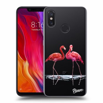 Picasee silikonový průhledný obal pro Xiaomi Mi 8 - Flamingos couple