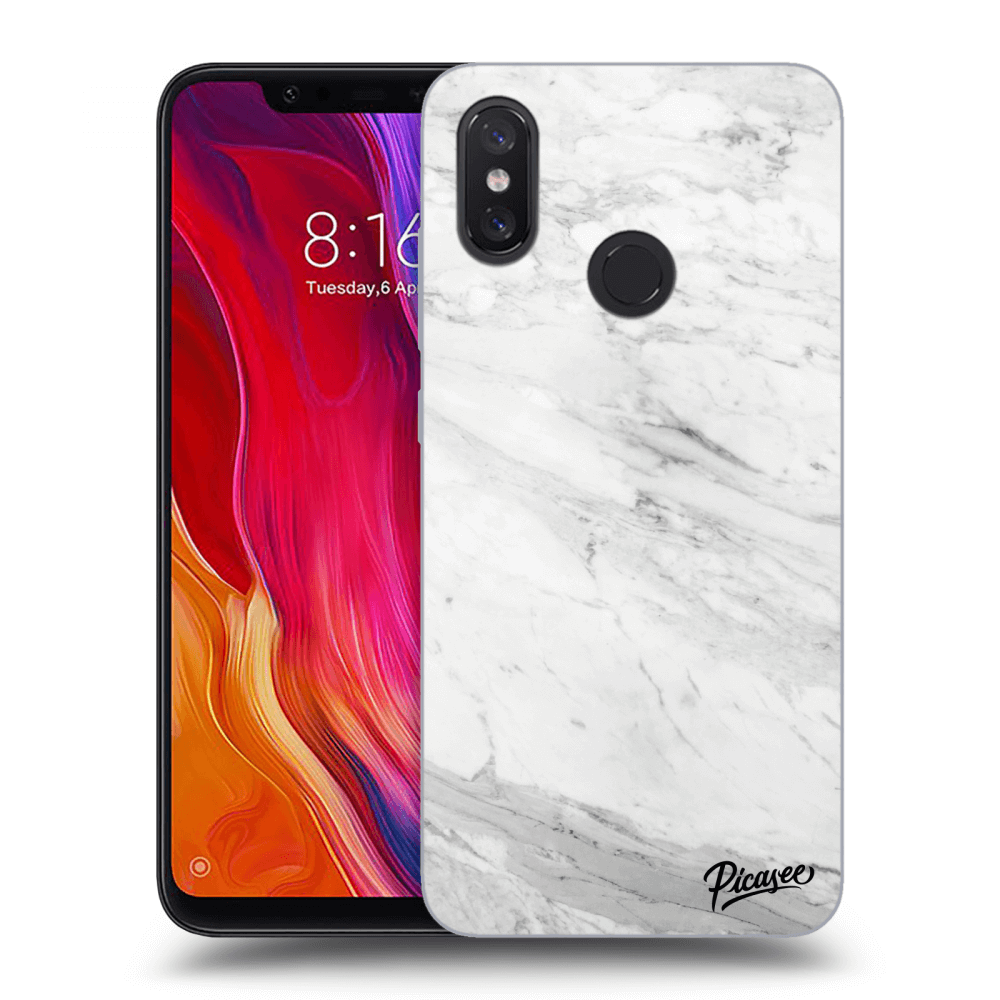 Picasee silikonový černý obal pro Xiaomi Mi 8 - White marble