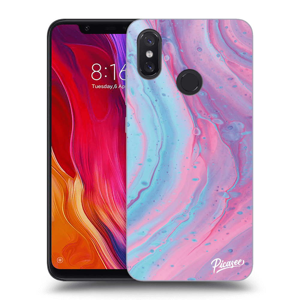 Picasee silikonový průhledný obal pro Xiaomi Mi 8 - Pink liquid