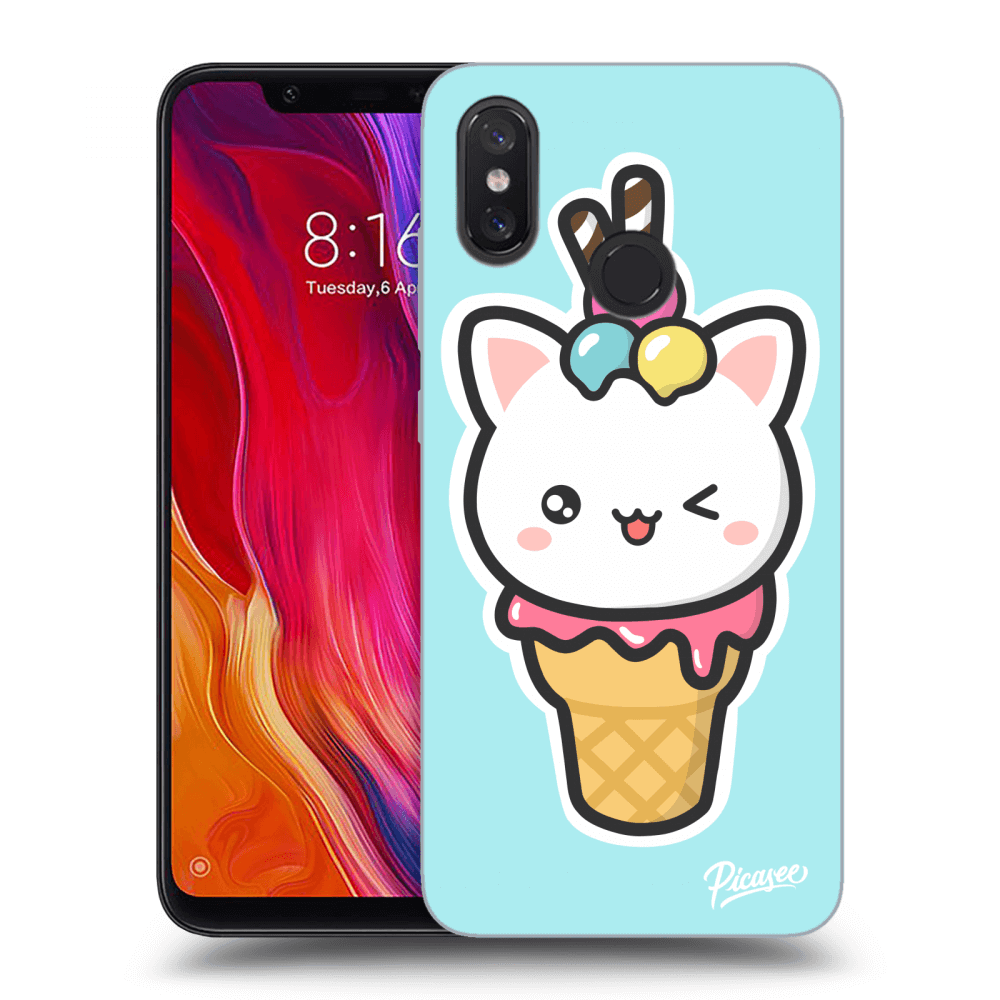 Picasee silikonový černý obal pro Xiaomi Mi 8 - Ice Cream Cat