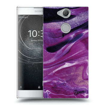 Picasee silikonový průhledný obal pro Sony Xperia XA2 - Purple glitter