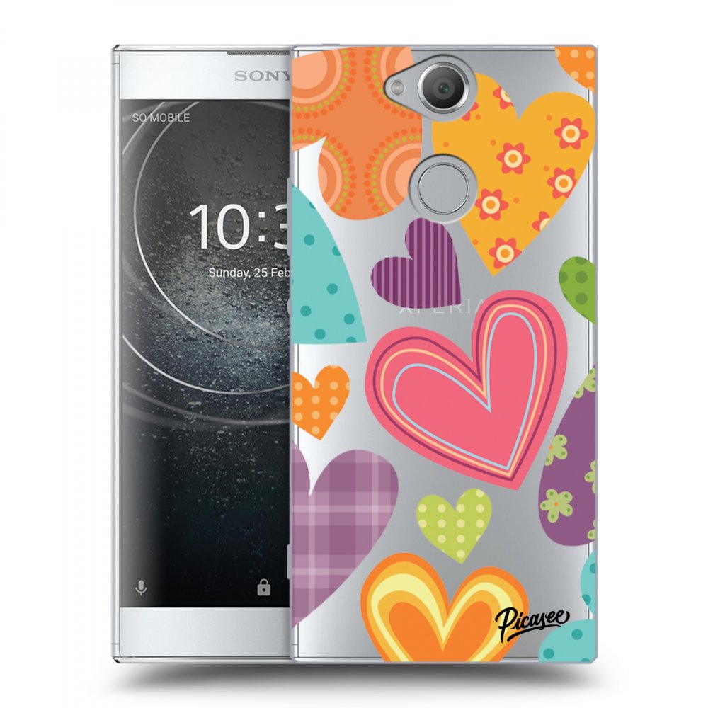 Picasee silikonový průhledný obal pro Sony Xperia XA2 - Colored heart