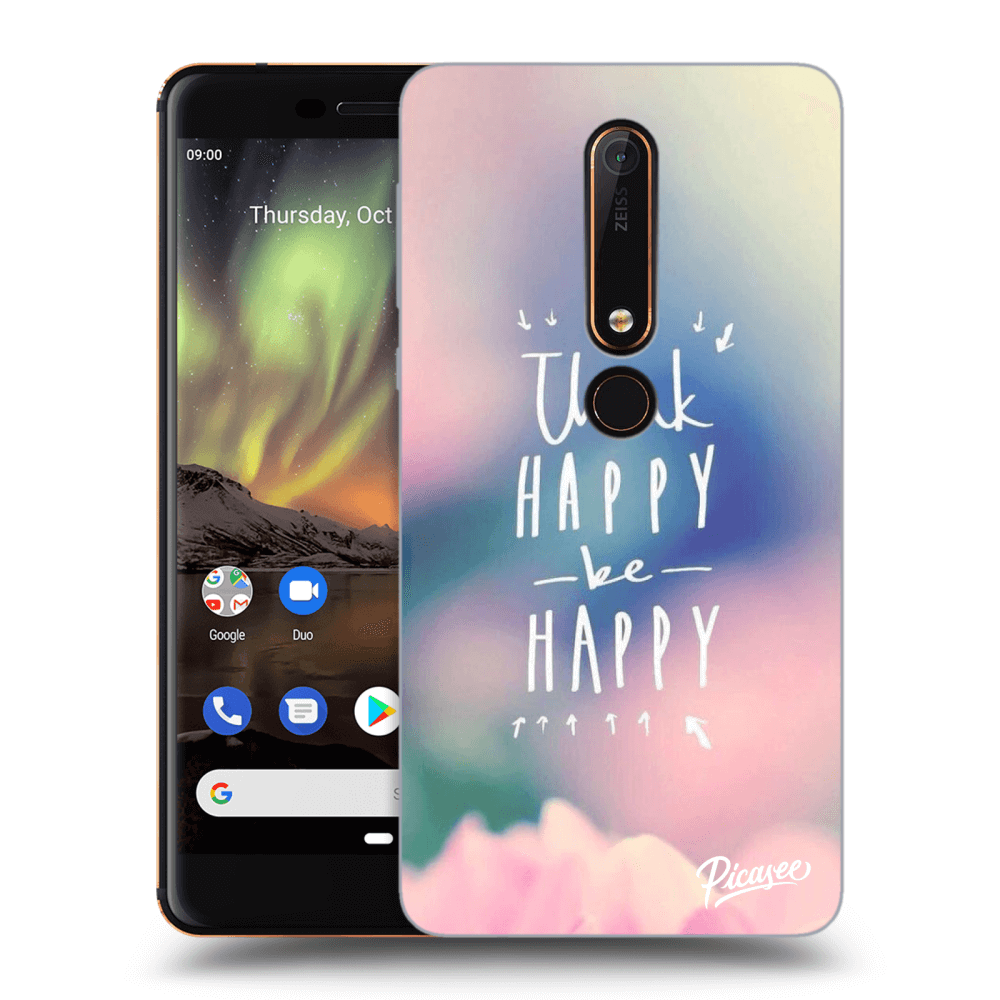 Picasee silikonový průhledný obal pro Nokia 6.1 - Think happy be happy