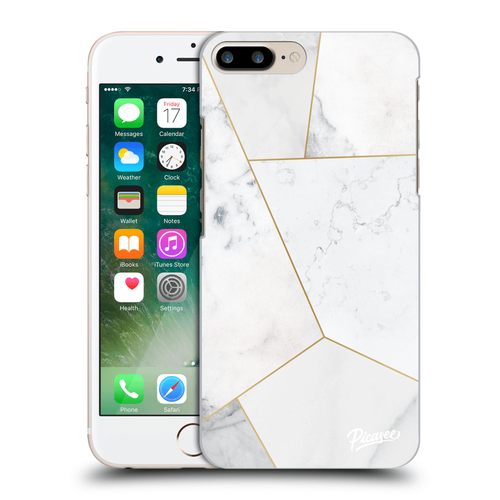 Picasee silikonový černý obal pro Apple iPhone 7 Plus - White tile