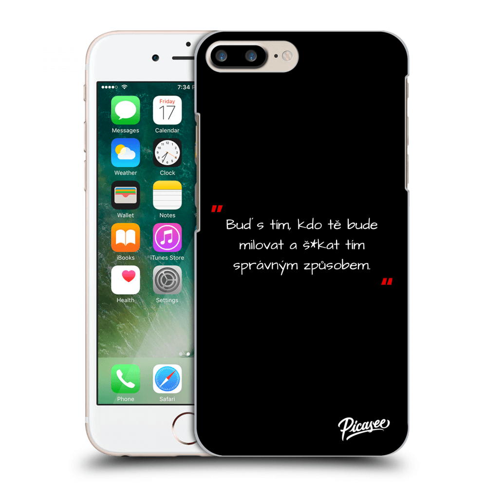Picasee silikonový černý obal pro Apple iPhone 7 Plus - Správná láska Bílá