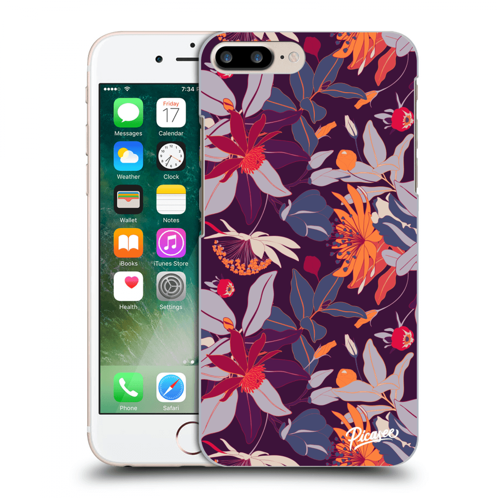 Picasee silikonový černý obal pro Apple iPhone 7 Plus - Purple Leaf
