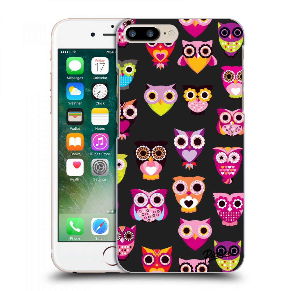 Picasee silikonový černý obal pro Apple iPhone 7 Plus - Owls