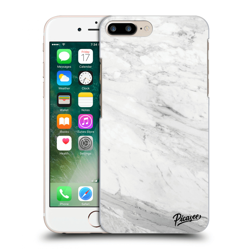 Picasee silikonový průhledný obal pro Apple iPhone 7 Plus - White marble