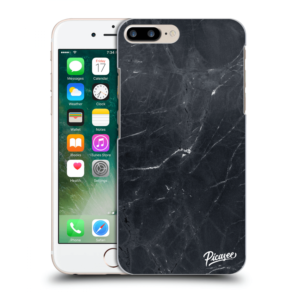 Picasee silikonový černý obal pro Apple iPhone 7 Plus - Black marble